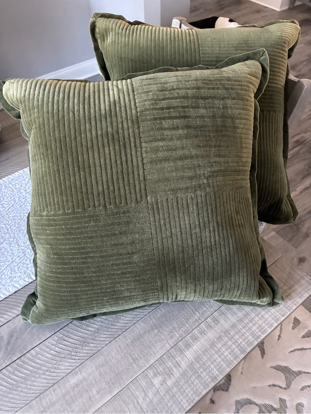Olive Green Corduroy Decorative Throw Pillow - Home Accents